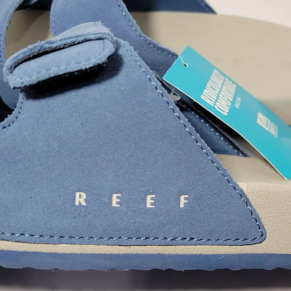 Reef Kids Ojai Slide Sandals Big Kid Size 6 Suede Leather Upper Dusk Blue Unisex